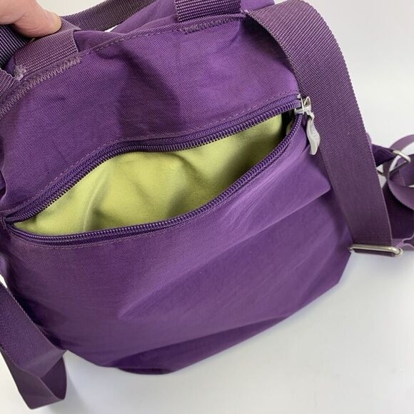 Baggallini Cinch Backpack Purple Nylon Flap Snap Drawstring Adjustable Medium - Picture 6 of 14
